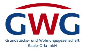 Logo GWG Blaues G, rotes W, blaues G