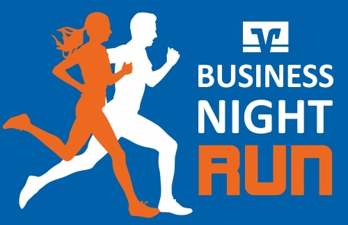 Grafik mit zwei Läufern und Logo der Volksbank Vogtland Saale-Orla eG