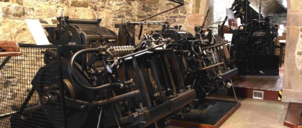 große Druckmaschine in der Historischen Schaudruckerei