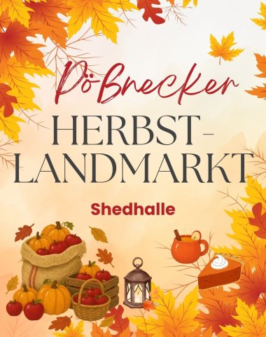 Plakat Herbst-Landmarkt mit bunten Blättern