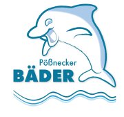 Delfin und Schriftzug Pößnecker Bäder