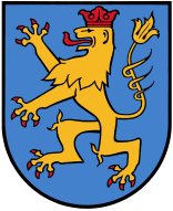 gelber Löwe auf blauem Grund